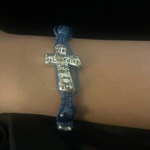 Blue Faith Cross Bracelet
